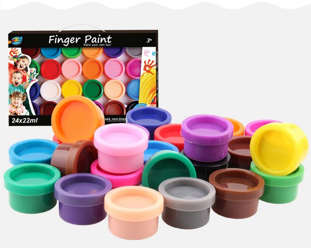 24 Color Finger Paint 22ml Washable Non-toxic Good for Kids Artwork and