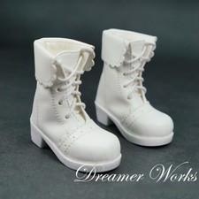 1/4 1/3 BJD Doll Shoes Retro Short Boots Folding Shoes Top Lace-up Matte White
