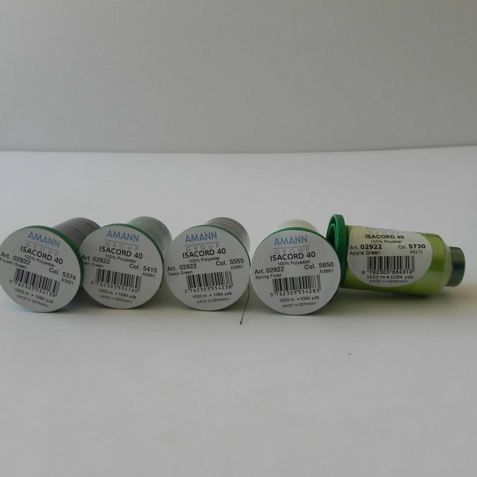 Amann Isacord 40 100% Polyester Lot of 5 Green Shades 1000M - Image 2 of 4
