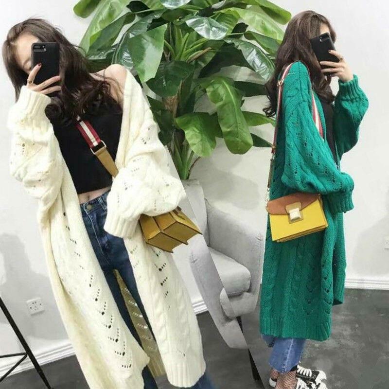 ALTRA Trench donna caldo cappotto maglione scavato lungo casual maglia ampia cardigan