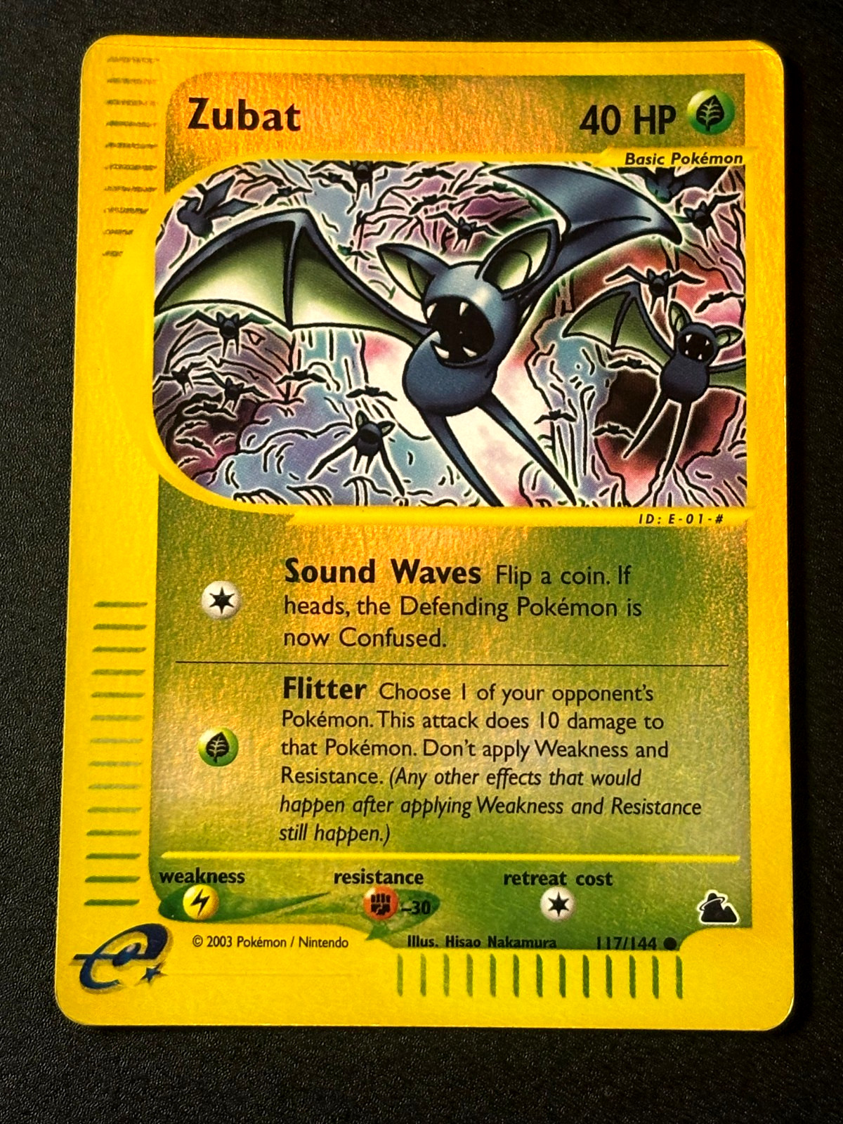 Zubat 117/144 Skyridge Reverse Holo Pokemon Englsih LP Card
