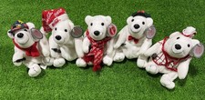 Lot Of 5 - COCA-COLA COKE 1998 Plush Polar Bears Styles 0118 0140 0159 0167 0171