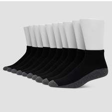 Hanes Premium Men's Cool Comfort Ankle Socks 10pk - Black 6-12: Cushioned Sole