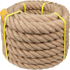 Natural Jute Hemp Rope 2 Inch X 50 Feet Thick Manila Rope for Docks, Railings,