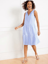Talbots LINEN SWING DRESS - SURF STRIPE