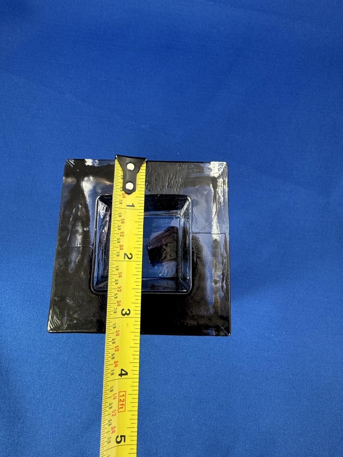 Kosta Boda Glass Brick Cube Square Candle Holder Black Etched Collectible Art