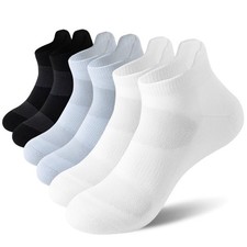 6 Pairs Athletic Socks, Ankle Socks with Arch Support, Thickened Cushioning T...