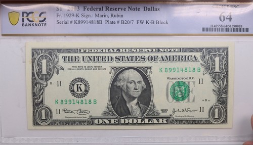 2003 $1., Federal Reserve Bank Note., PCGS CU-64., GFRB075 - Picture 1 of 2
