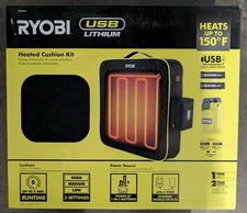RYOBI FVT51K USB Lithium Cordless Heated Cushion Kit w 2 Batteries & Charger NEW