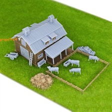 N 1:160 Mini Farm Barn Animal Shed Kit Railway Model Scene Accessories Train