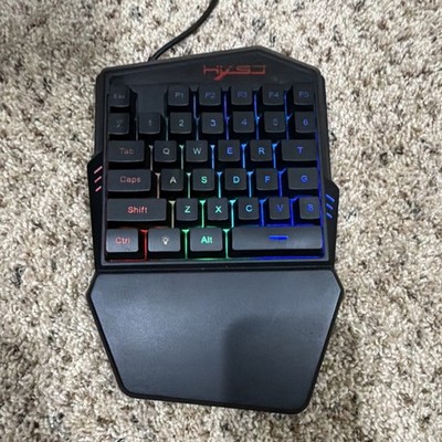 HXSJ Wired USB One-Hand Gaming Keypad RGB Illuminated QWERTY Black