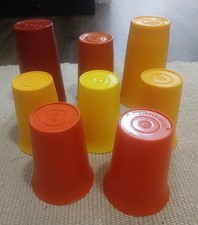 Vtg Tupperware 8piece Fall Harvest Colors Kids Tumblers Asst Sizes Drinkware