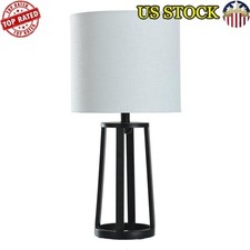Matte Black Table Lamp 18" Tall Classic Drum Shade Stylish Versatile Design New