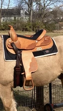 New Abetta 16” Leather Western Saddle All Around Quarter Horse Tree Show
