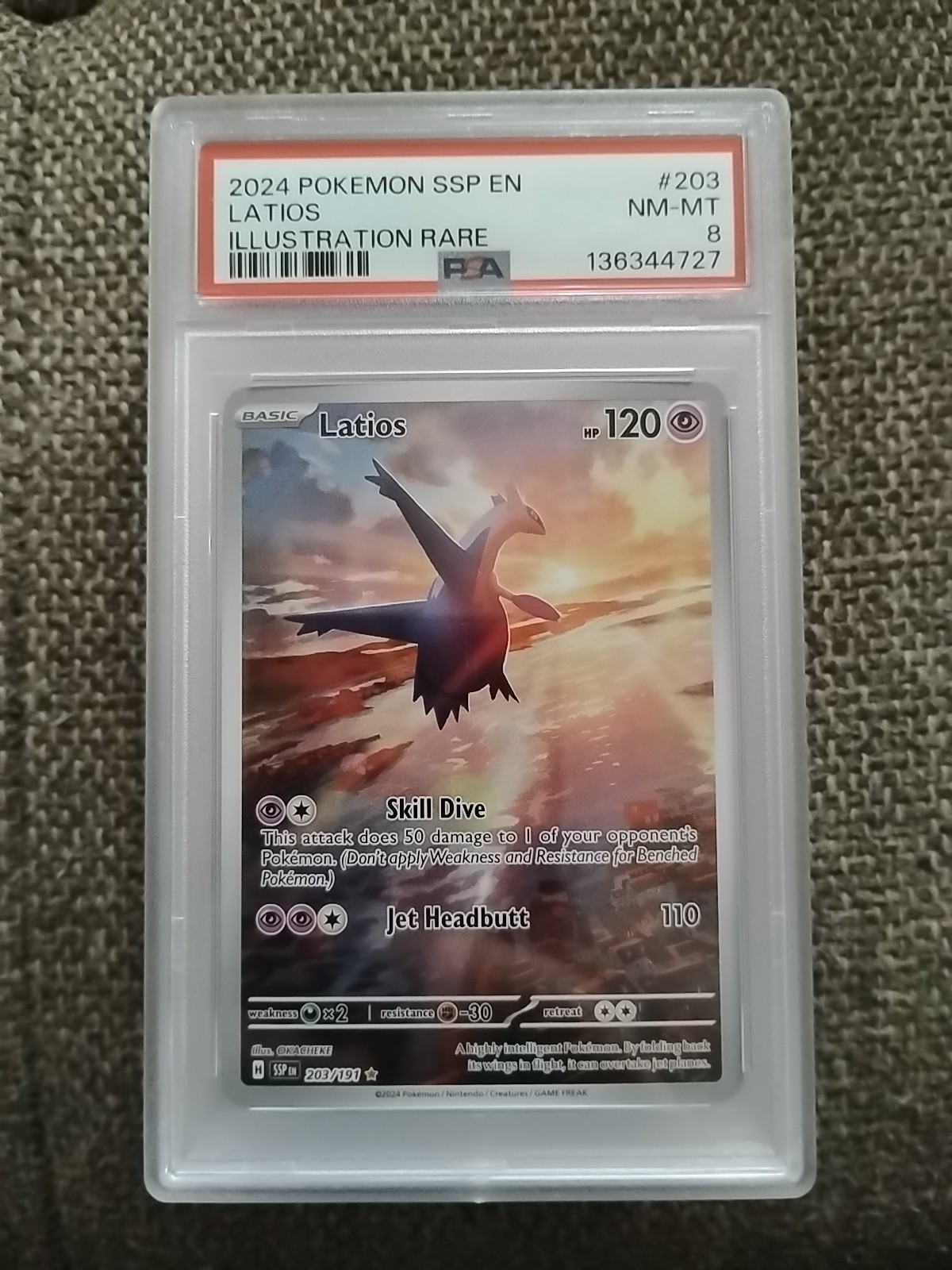 Pokémon TCG Latios 203/191 Surging Sparks Illustration PSA 8