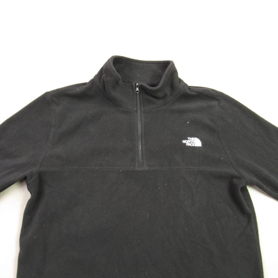 Suéter North Face Para Hombre Mediano Manga Larga 1/4 Cremallera Negro Pullover Ligero Foto 3 de 4