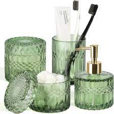 Green Bathroom Accessories Set, 4Pcs Green Bathroom Decor Accessory Sets Complet