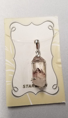 Starborn rotes Phantom Quarz Kristall Anhänger 1,5'' Sterlingsilber