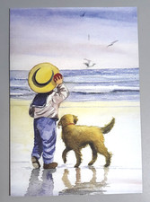 AHAF Exclusive Collection Greeting Card – Child and Dog at the Beach – USA Made