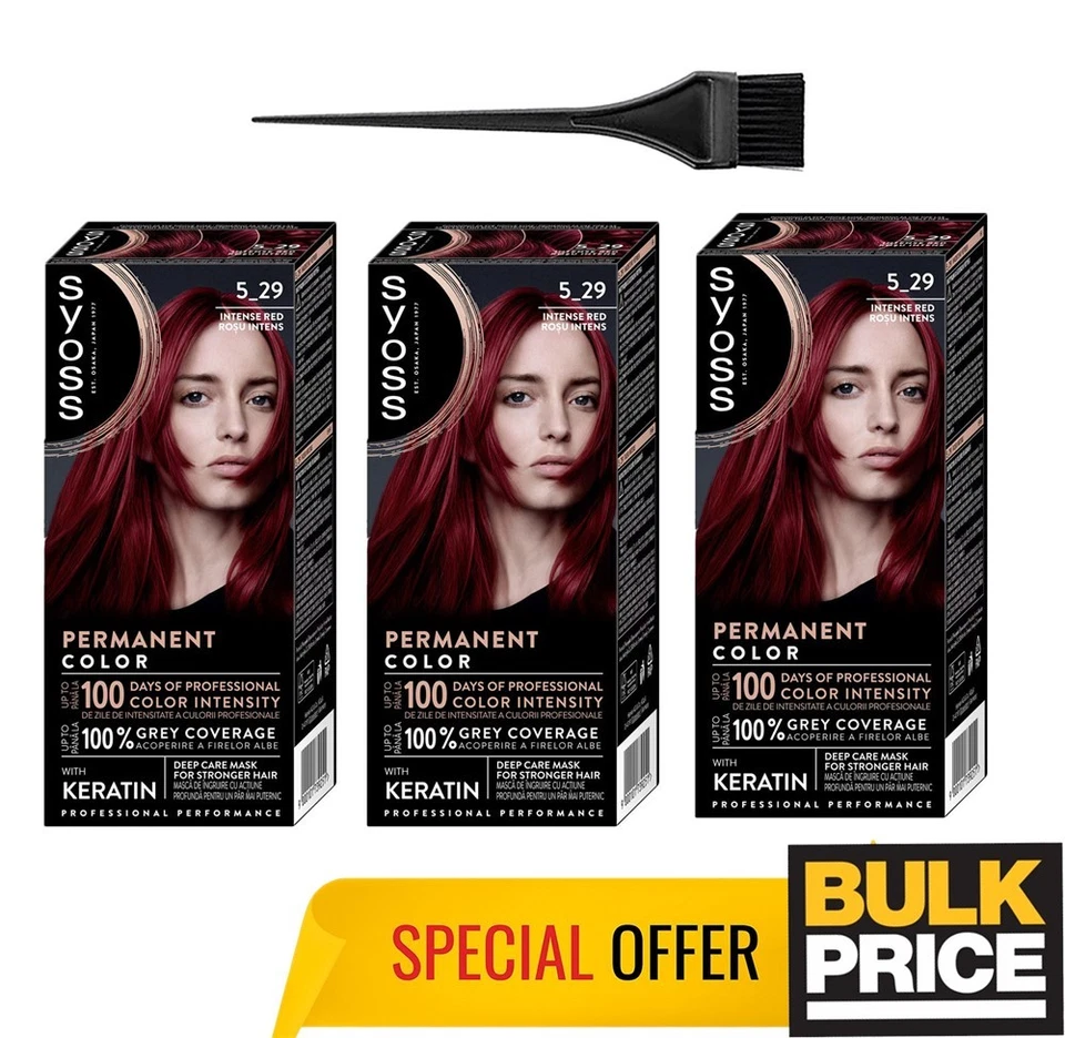 Syoss 5-29 Rojo Intenso Radiante Intenso Resultados Profesionales Color de Cabello Paquete de 3 Foto 4 de 4