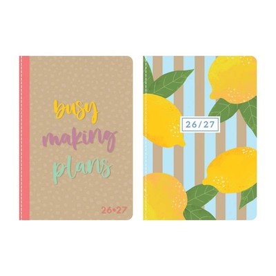 2026 -2027 A5 Academic Diary Week to View, Kraft Floral Design, Softback Cover