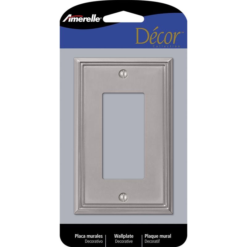 Amerelle 77RBN Metro Brushed Nickel Gray 1-Gang Die-Cast Metal Rocker Wall Plate