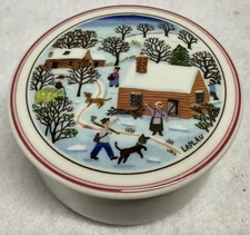 Folk Art Villeroy & Boch Naif Christmas Trinket Box Bowl Dish Laplau 3”