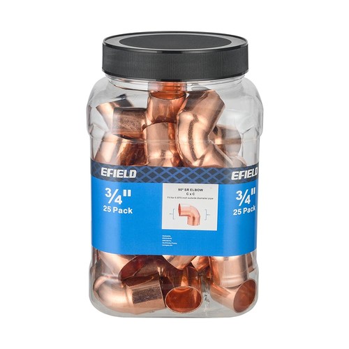 25 Piece 3/4" C X C Short Radius Copper 90 Degree Elbow