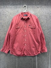 Vintage Polo Ralph Lauren Shirt Mens Large Pink Button Front Military Safari PRL