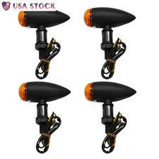 4x Amber Lens Front Rear Motorcycle Turn Signal Indicator Light 10mm Screws 12V