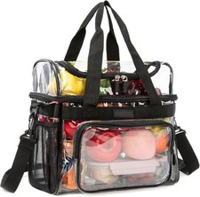 Heavy Duty Clear Lunch Tote Stadium Bag Approved Durable Xl Bag- Black