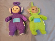 Vintage 1998 Teletubbies Tinky Winky/ Dipsy. Purple/ Green Plush