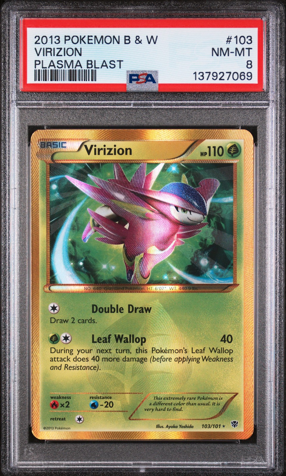 2013 POKEMON B&W PLASMA BLAST #103 VIRIZION PSA 8
