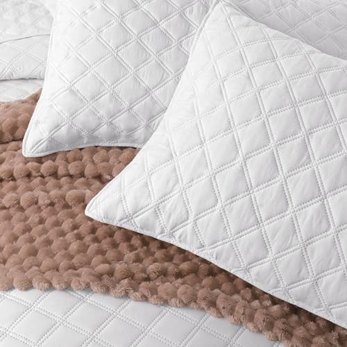 Soft Quilt Set Queen Full Size, 3 Pieces Lightweight Quilts White Bedspreads - Bild 5 von 7