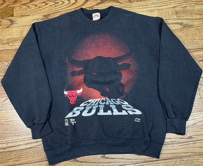 Vintage Nutmeg Chicago Bulls Crewneck Big Graphic Sweatshirt Black Men s Large