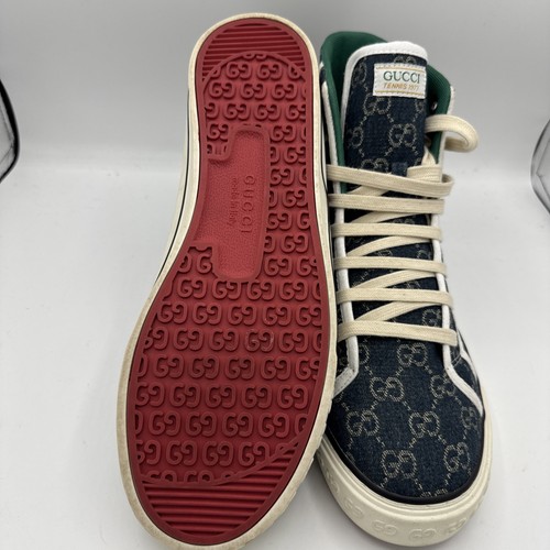 Gucci Tennis 1977 High Tops Uomo Tg 9,5 - 10 Blu US GG Streetwear - Foto 15 di 19