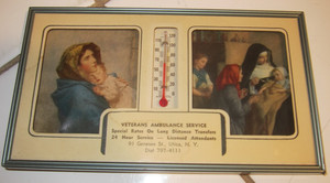 Advertising Thermometer 1970 Utica New York Veterans Ambulance Service