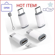 4 Pack Lightning to USB C Adapter for iPhone 15/16/17/17 Pro Max/Plus,Samsung S2