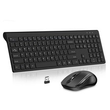 Wireless Keyboard And Mouse Set Slim Calculator Button Silent DPI Black