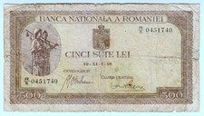 1940 Romania 500 Lei 0451740 Paper Money Banknotes Currency