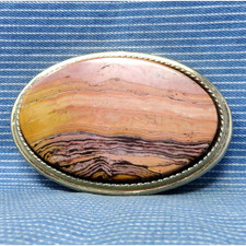 Wonder Stone Belt Buckle Lunar Landscape Lapidary Desert Storm Vtg 90s .CPA757