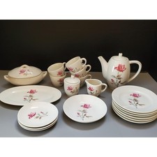Vintage Floral Child's China Tea Set, Teapot, Cups, Plates, Serving Pieces