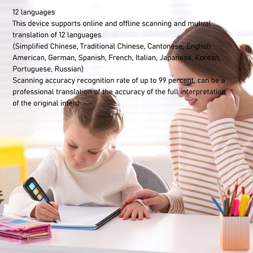 Smart Translation Pen 3.46in Touch Screen WiFi 134 Online Speech Translations CB - Afbeelding 18 van 24