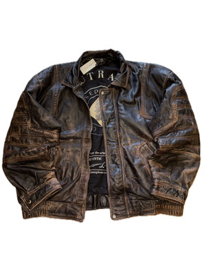 Vintage Echtleder Bomberjacke - Größe XXL