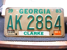 LICENSE PLATE  GEORGIA  1983  AK 2864  CLARKE  COUNTY   AS RECEIVED #17