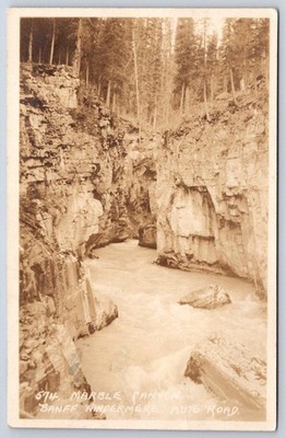 Antique Canada Postcard BANFF Marble Canyon Auto Road 1923 RPPC