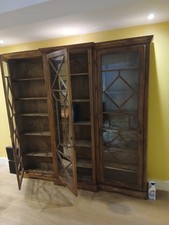 Brown Wood & Glass Book Shelves or Display Cabinet, 218x210x30