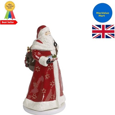 Elegante drehbare Weihnachtsmann Figur mit Spieluhr - 17,5 cm | Weihnachtsgeschenk