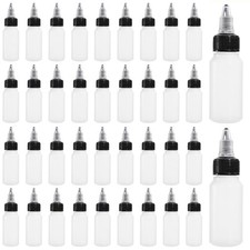 40 Pack 1oz Dispensing Bottles, Boston Round HDPE Plastic Bottle with Twist T...