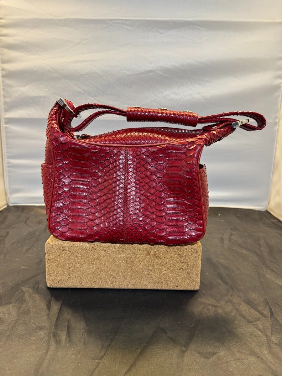 Tod's Vintage Candy Sera Red Python Snakeskin Shoulder Bag Italy